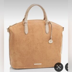 Brahmin Large Duxbury Satchel - Tan Rosario Soft Suede Leather